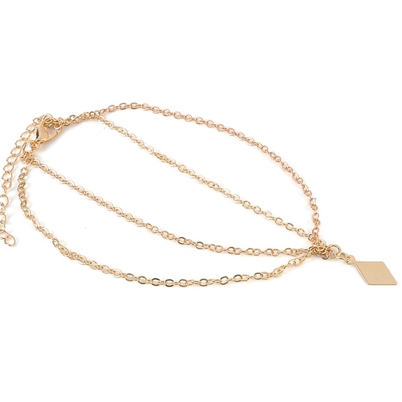 Gold Geometric Anklet Boho Layered Ankle Bracelet - Picture 2 of 4